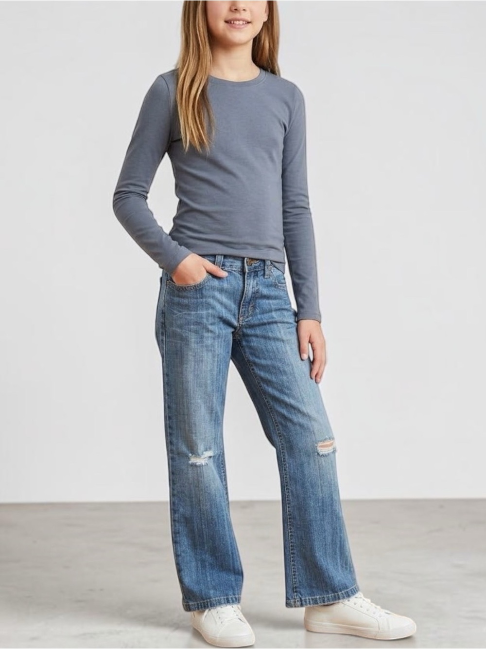 Vintage Y2K Mossimo Distressed Bootcut Jeans Girls 10 Whiskered